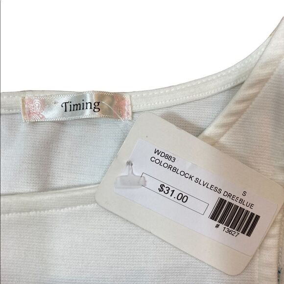 Timing Teal, Navy, And White Color-block Sleeveless Dress, Size S, NWT - Picture 4 of 6